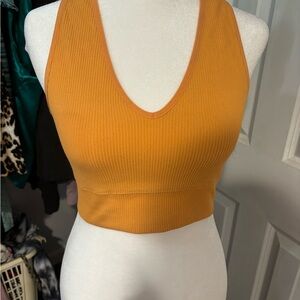 Garage Yellow Ribbed Crop Tank Top